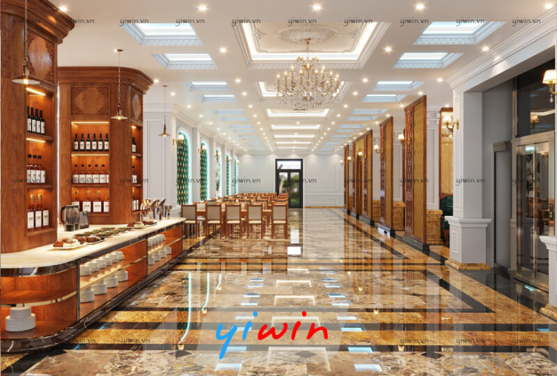 Không gian nhà hàng sắp xếp hợp lý, đảm bảo tính thẩm mỹ, công năng 