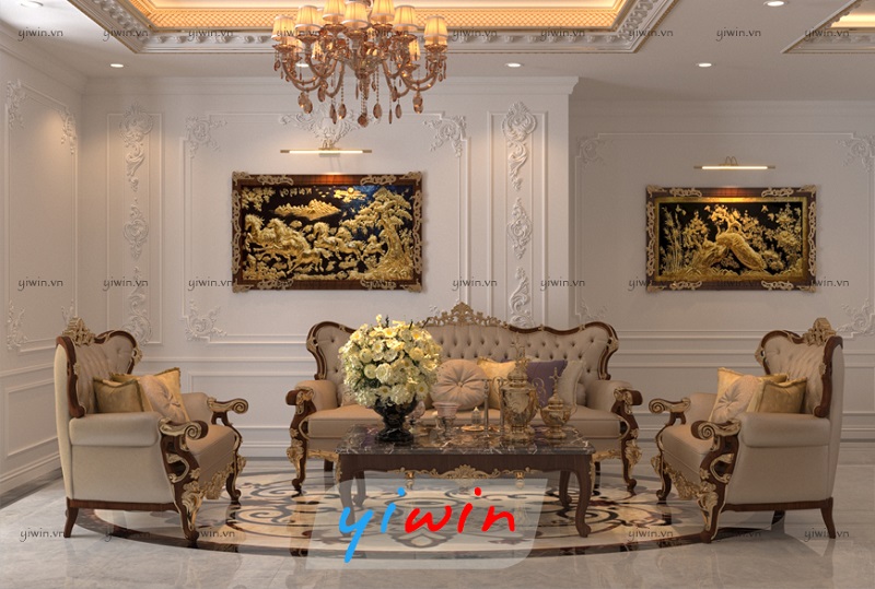 Sảnh chờ được bố trí bộ bàn ghế cao cấp