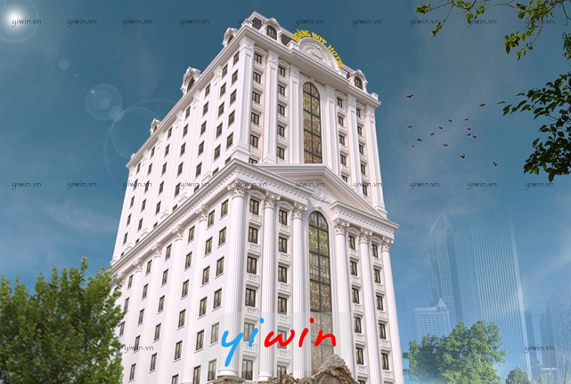 Tầng tum được thiết kế dạng mái Mansard đặc trưng