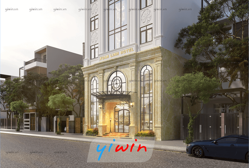 Mặt tiền sảnh khách sạn được ốp đá granite cao cấp