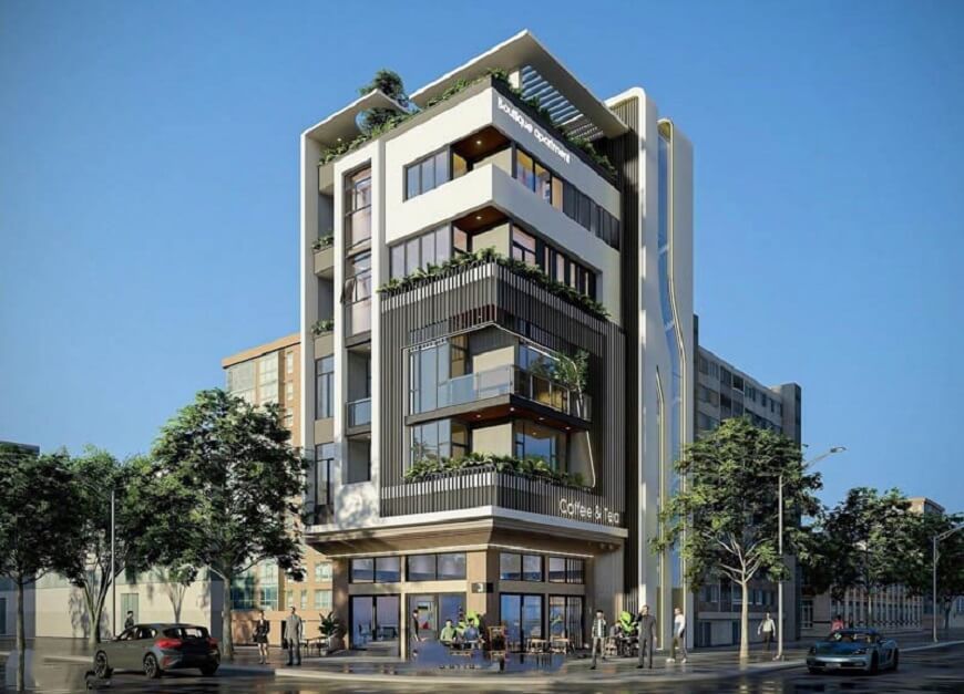 Khách sạn 5 tầng 2 mặt tiền thu hút khách hàng