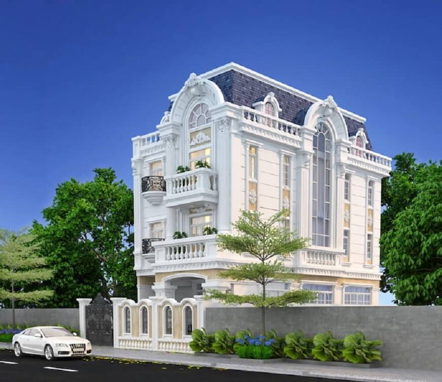 Khách sạn mini 3 tầng mang đường nét Tân cổ điển với những đường phào chỉ tỉ mỉ