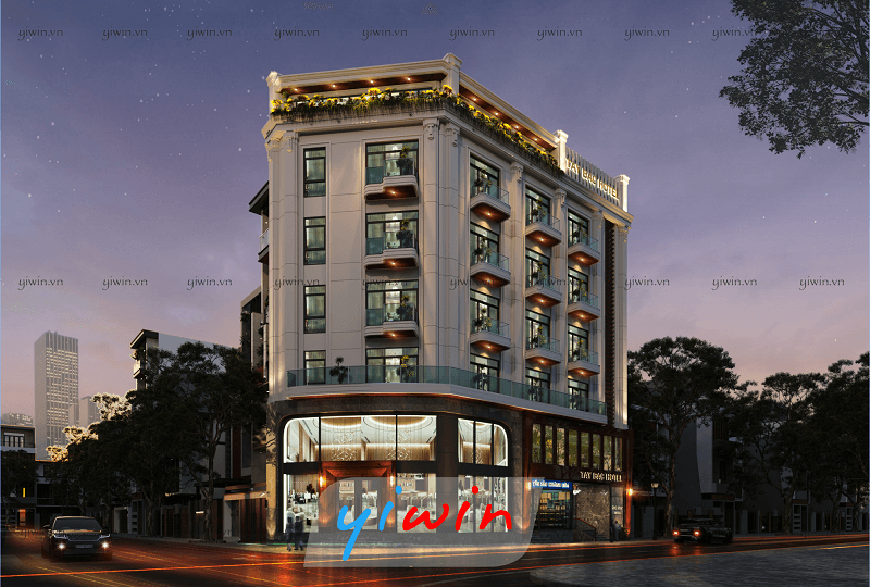 Mẫu thiết kế khách sạn mini 200m2 Tân cổ điển