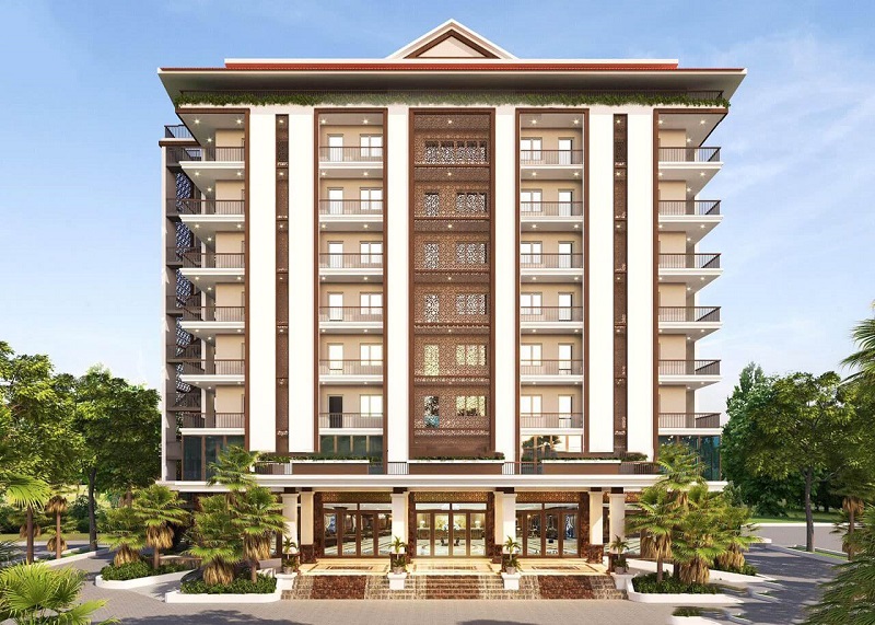Thiết kế khách sạn 9 tầng phong cách hiện đại, gam màu trung tính
