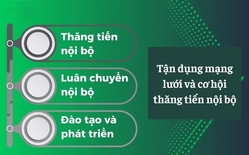 Tận dụng mạng lưới và cơ hội thăng tiến nội bộ 