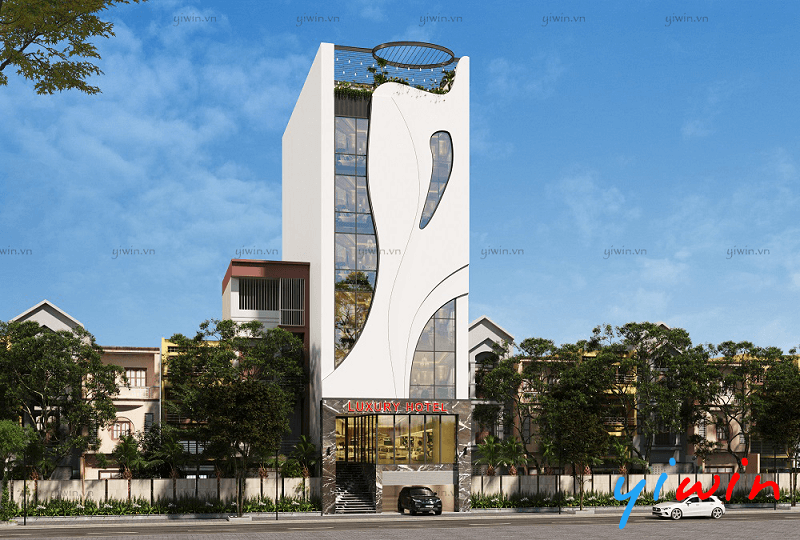 60+ Mẫu thiết kế khách sạn phong cách hiện đại đẹp mắt, ấn tượng 2025