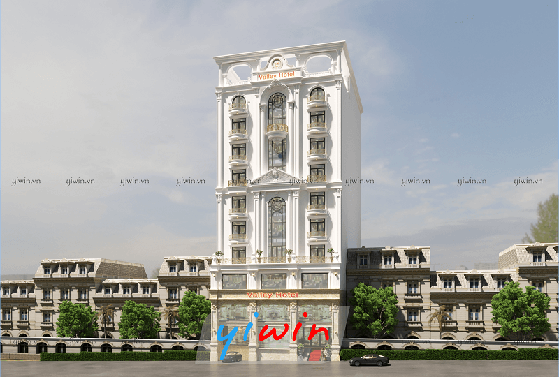 Bảng tên khách sạn màu đỏ nổi bật