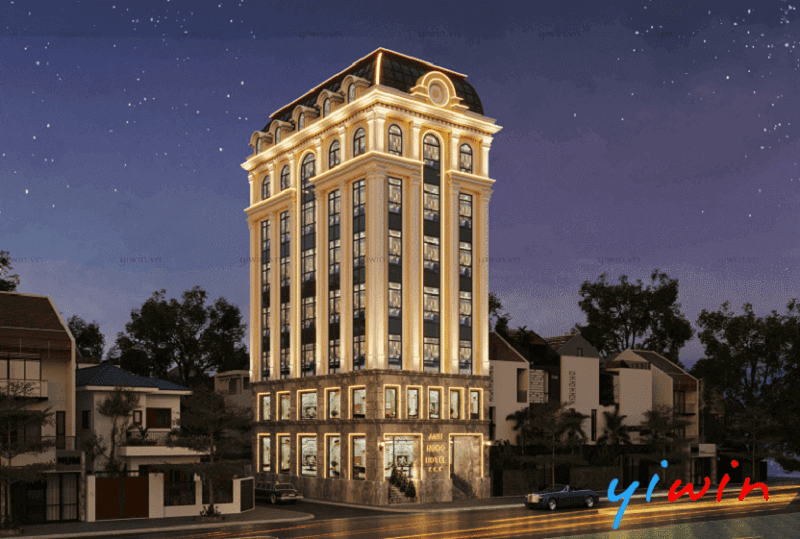 Khách sạn Anh Ngoc Hotel mang vẻ đẹp lung linh, đẳng cấp với hệ thống đèn chiếu sáng vào ban đêm