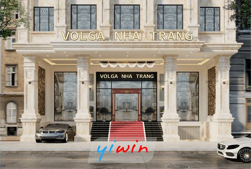 Sảnh chính sử dụng đá marble vàng nhạt làm chủ đạo, tôn lên vẻ quý pháp