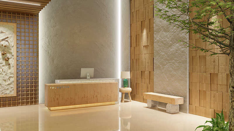 Sảnh lễ tân khách sạn Tropical thường được thiết kế rộng rãi, không gian mở