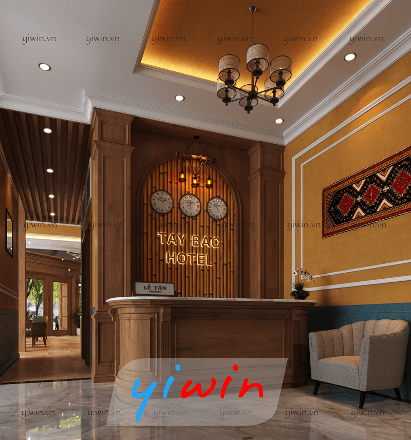 Thiết kế sảnh khách sạn Tân cổ điển kết hợp với văn hóa bản địa ấn tượng